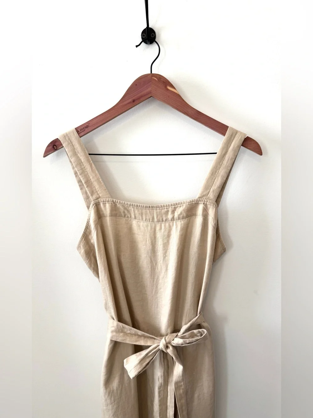 Quince European Square- Neck Linen Jumpsuit- Driftwood Size M